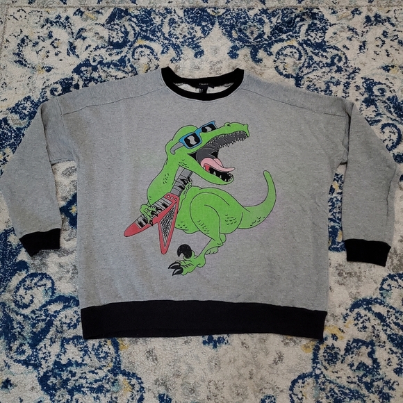 Forever 21 Too Cool Dinosaur Oversize Sweatshirt S - Picture 2 of 6